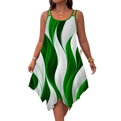 Double-Strap Hem Random Print Women's Dress For Elegant Commuting