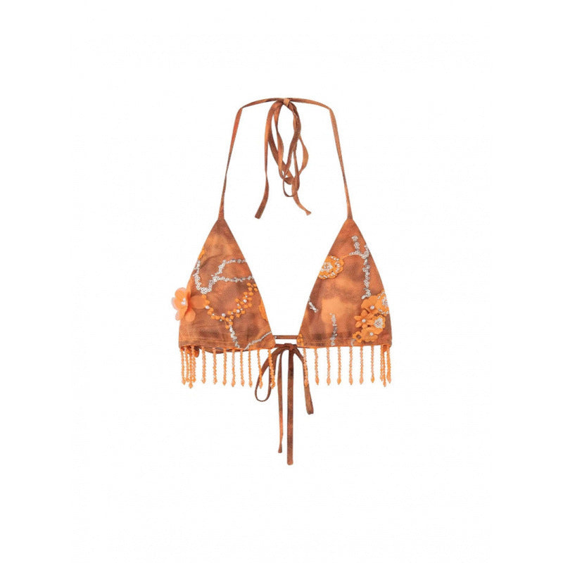 Women's Clothing New Summer Beach Vacation Style Bikini Tassel Skirt Set