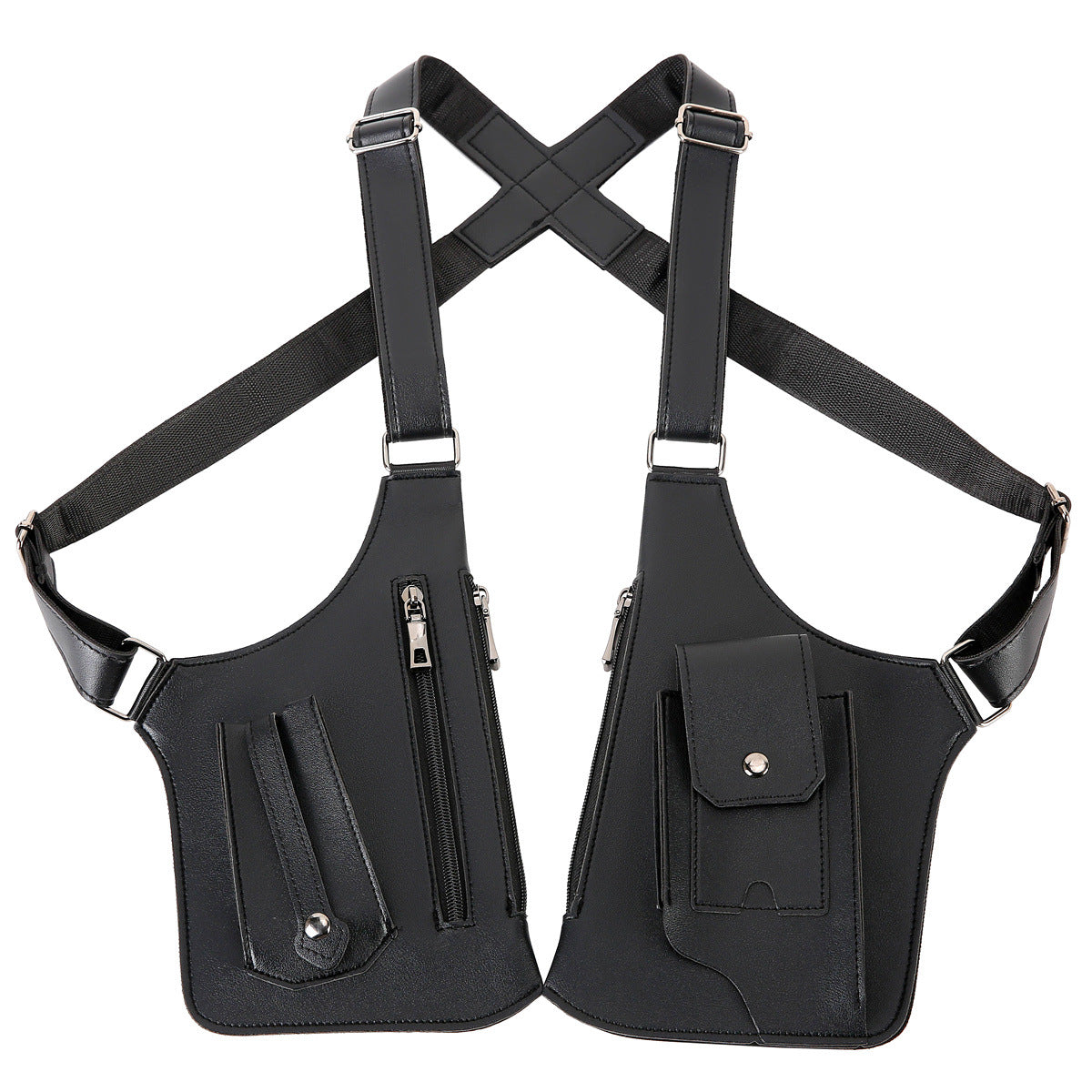 Men's Bag, Fashionable Chest Bag, Outdoor Bag, Leather Strap, Underarm Shoulder Bag, Sports And Leisure Crossbody Bag, Men's Bag, Vest Bag