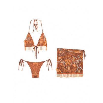 Women's Clothing New Summer Beach Vacation Style Bikini Tassel Skirt Set