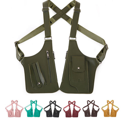 Men's Bag, Fashionable Chest Bag, Outdoor Bag, Leather Strap, Underarm Shoulder Bag, Sports And Leisure Crossbody Bag, Men's Bag, Vest Bag